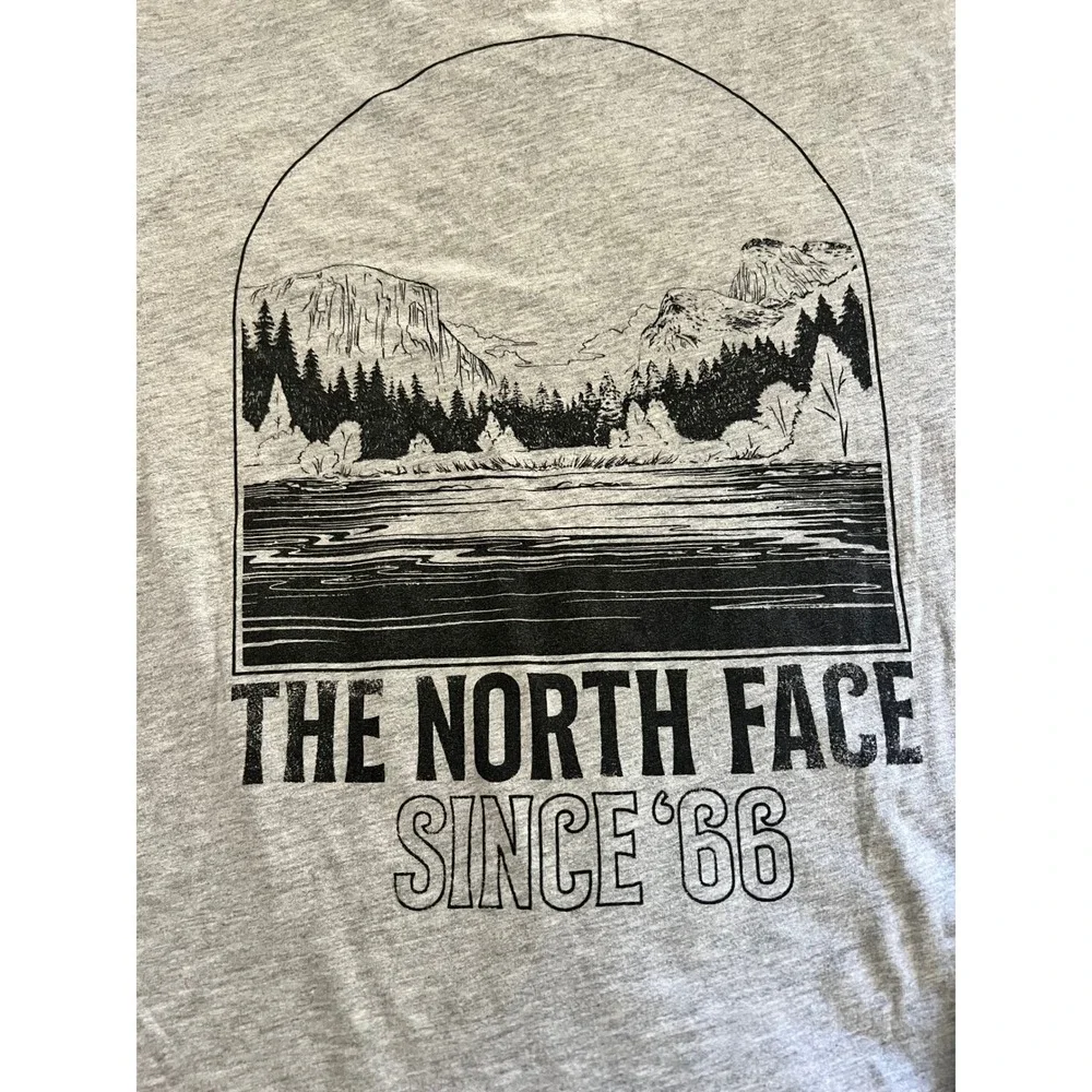 The North Face Mens Gray Long Sleeve Graphic T-Shirt Since 1966 Logo Size Large